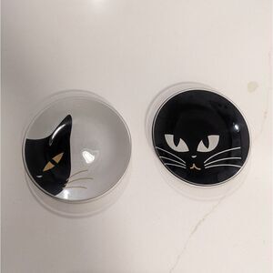 2Pc Set Japanese Cat Glass Plates Jewelry Catch All Dish